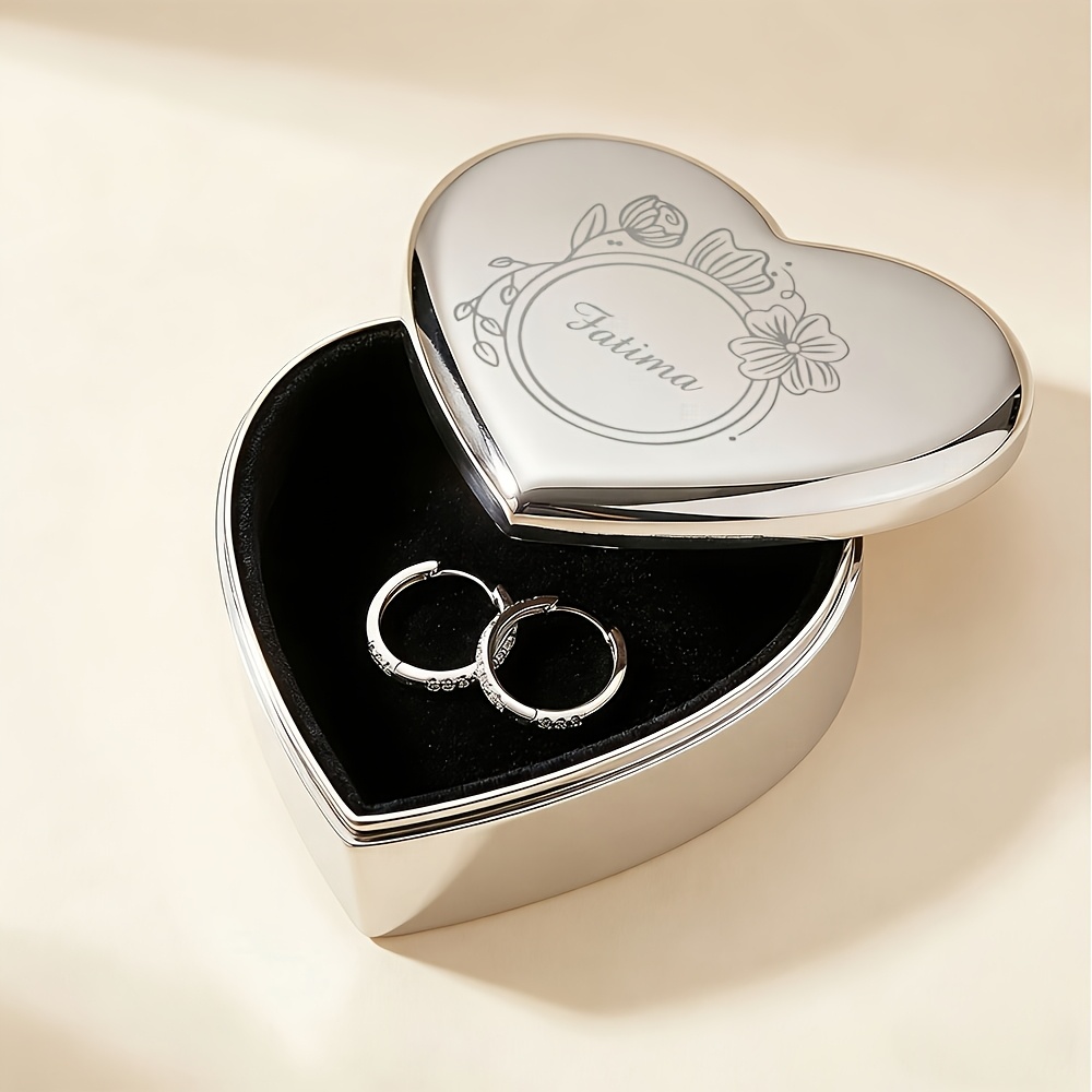 Personalized Heart-Shaped Metal Jewelry Box with Exquisite Patterns